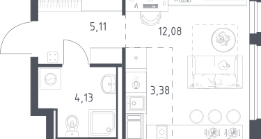 Студия, 24&nbsp;м²