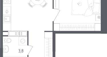 1-к. квартира, 33&nbsp;м²