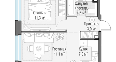 2-к. квартира, 37 м²