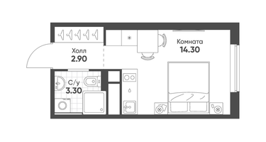 Студия, 19 м²