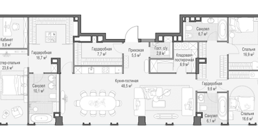 4-к. квартира, 186 м²