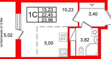Студия, 22 м²