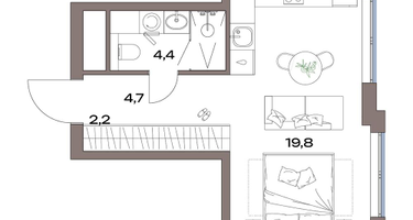Студия, 31 м²