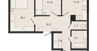 3-к. квартира, 71&nbsp;м²