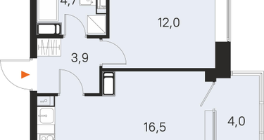 1-к. квартира, 39 м²