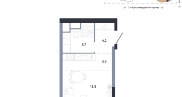 Студия, 34&nbsp;м²