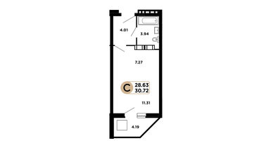 Студия, 28&nbsp;м²