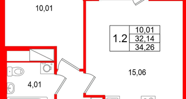 1-к. квартира, 32 м²