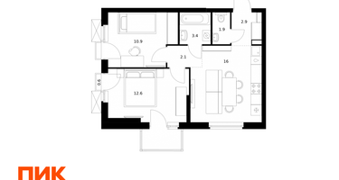2-к. квартира, 50&nbsp;м²