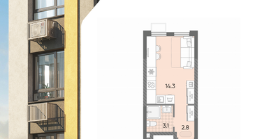 Студия, 20 м²