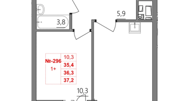 1-к. квартира, 36 м²