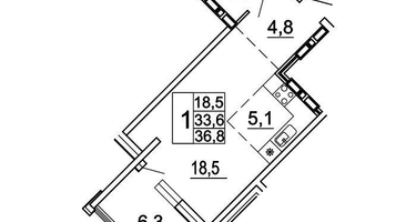 1-к. квартира, 36 м²