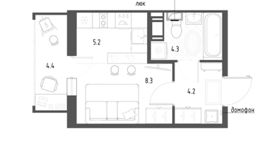 Студия, 23&nbsp;м²