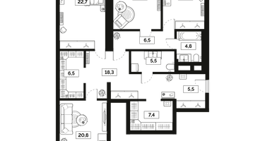 3-к. квартира, 131 м²