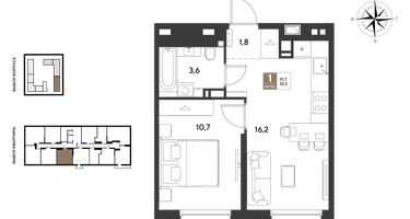 1-к. квартира, 32&nbsp;м²