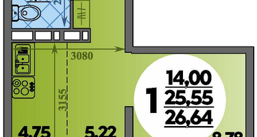 Студия, 26&nbsp;м²