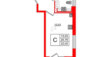 Студия, 22&nbsp;м²