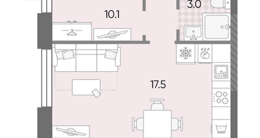 Студия, 36&nbsp;м²