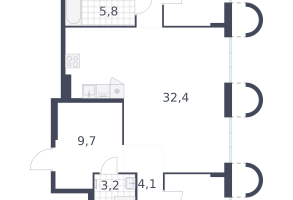4-к. квартира, 131 м²