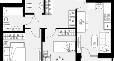 2-к. квартира, 55&nbsp;м²