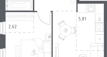 Студия, 39&nbsp;м²