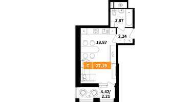 Студия, 27&nbsp;м²