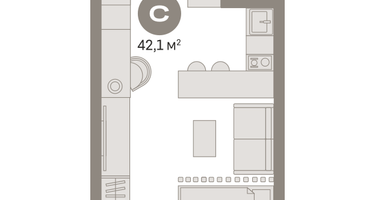 Студия, 42&nbsp;м²