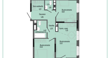 2-к. квартира, 62&nbsp;м²