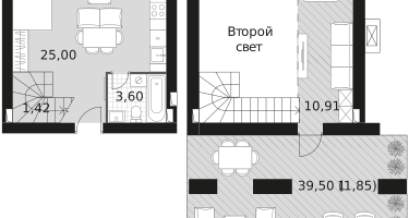 1-к. квартира, 52&nbsp;м²