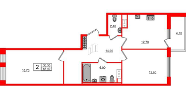 2-к. квартира, 65&nbsp;м²