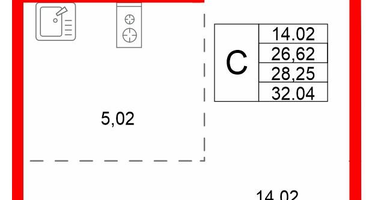 Студия, 28&nbsp;м²