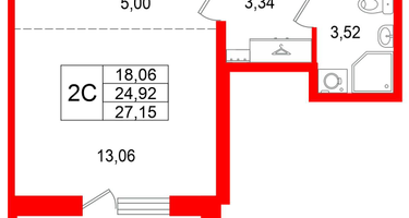 Студия, 24&nbsp;м²
