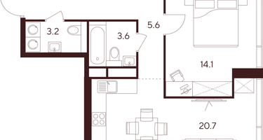 Студия, 52&nbsp;м²