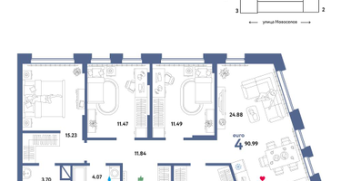 4-к. квартира, 90 м²