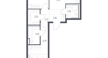 2-к. квартира, 63&nbsp;м²