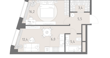 2-к. квартира, 48 м²