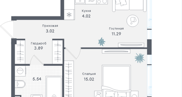 1-к. квартира, 42&nbsp;м²
