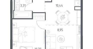 Студия, 38&nbsp;м²