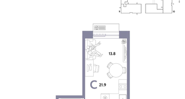 1-к. квартира, 21 м²