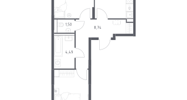 2-к. квартира, 58&nbsp;м²