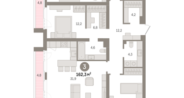 3-к. квартира, 162&nbsp;м²