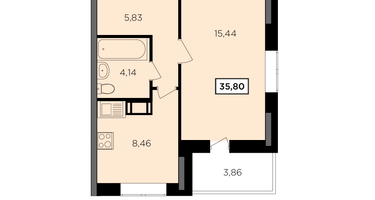 1-к. квартира, 35&nbsp;м²