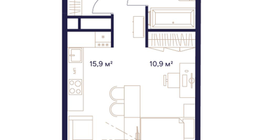 Студия, 38&nbsp;м²