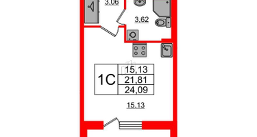 Студия, 21&nbsp;м²
