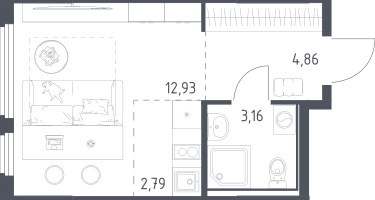 Студия, 23&nbsp;м²