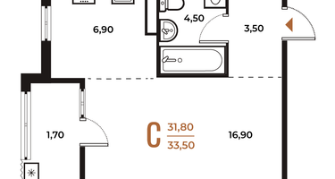 Студия, 33&nbsp;м²