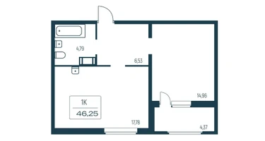 1-к. квартира, 45&nbsp;м²