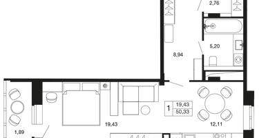 Студия, 50&nbsp;м²