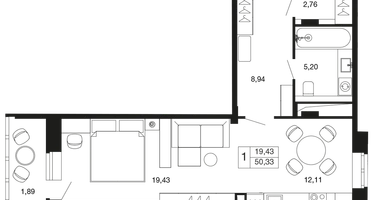 Студия, 50&nbsp;м²