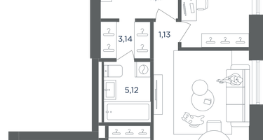 2-к. квартира, 73&nbsp;м²